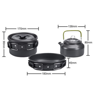 Portable Outdoor Camping Cookware Water Kettle Pan Sets Picnic Camping Cookware Cooking Kits Utensils for Hiking Picnic