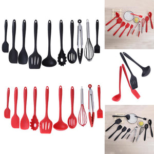 10Pcs/set Silicone Nonstick Baking Cookware Set Household Kitchen Cooking Tools Cooking Utensils Gadgets Red/Black