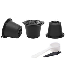 Load image into Gallery viewer, 3 PCS Refillable Reusable Nespresso Coffee Capsule With 1PC Plastic Spoon Filter Pod Coffee Capsule Coffeeware Gift 20ML
