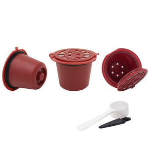 3 PCS Refillable Reusable Nespresso Coffee Capsule With 1PC Plastic Spoon Filter Pod Coffee Capsule Coffeeware Gift 20ML