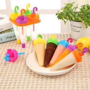 4/6pcs Umbrella Shape DIY Ice Cream Pops Frozen Juice Popsicle Party Mould Molds Children Maker Creative LXY9 DE17