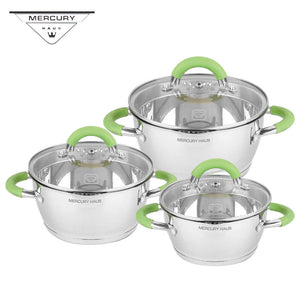 6PCS Stainless Steel Kitchen Casserole Pot Sets Cookware Set Induction