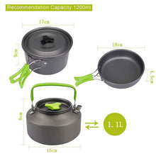 Load image into Gallery viewer, Portable Kettle Pot Frying Pan Sets Camp Hiking Cookware Travelling Tableware Outdoor Easy Carrying Portable Parts
