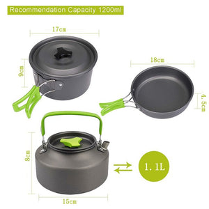 Portable Kettle Pot Frying Pan Sets Camp Hiking Cookware Travelling Tableware Outdoor Easy Carrying Portable Parts