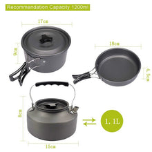 Load image into Gallery viewer, Portable Kettle Pot Frying Pan Sets Camp Hiking Cookware Travelling Tableware Outdoor Easy Carrying Portable Parts
