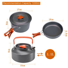 Load image into Gallery viewer, Portable Kettle Pot Frying Pan Sets Camp Hiking Cookware Travelling Tableware Outdoor Easy Carrying Portable Parts
